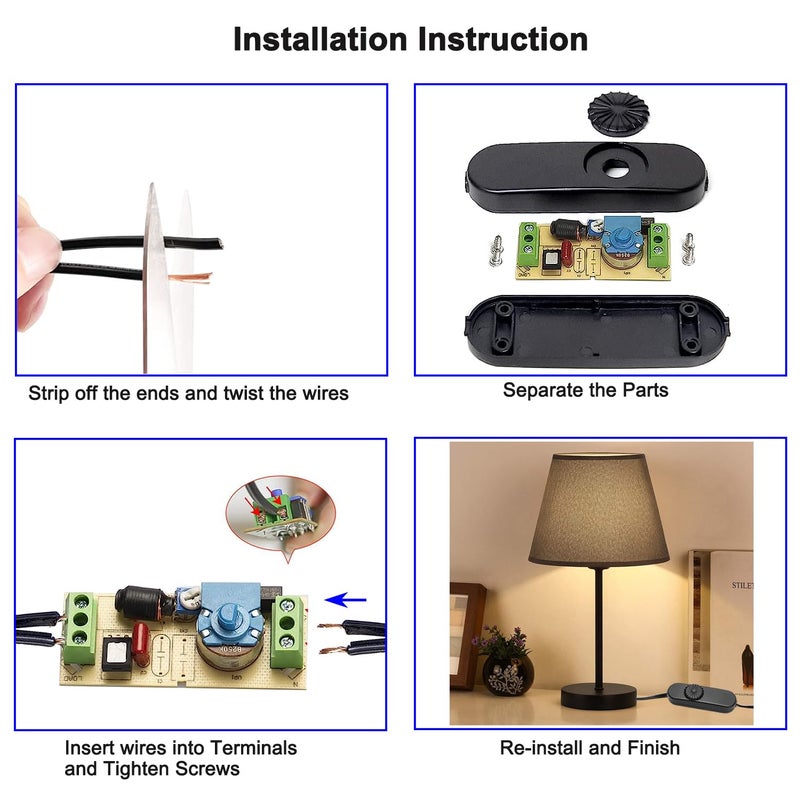 PLUSPOE Inline Lamp Switch 2 Pack, Full Range Rotary Dimmer, Cord Switch Replacement for Floor and Table Lamp, Pendant Light, Works for Incandescent, Halogen Bulbs, Dimmable LED Lights - Image 2
